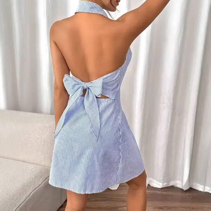 Robe d'été mini pour femme à bretelles
