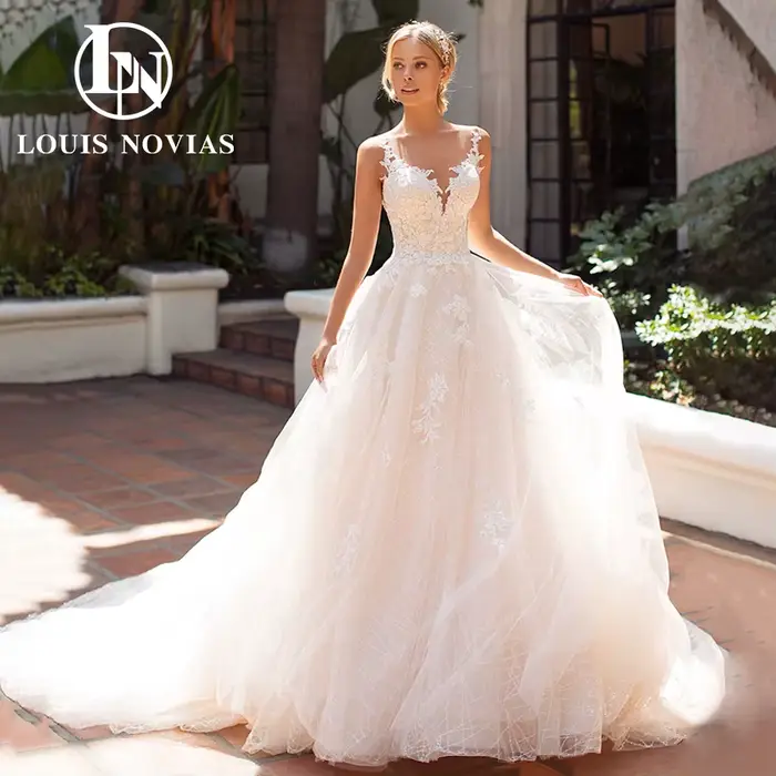 Modis-Robes de mariée Boho pour femmes, bretelles spaghetti, appliques chérie, robe A-ligne, robe de