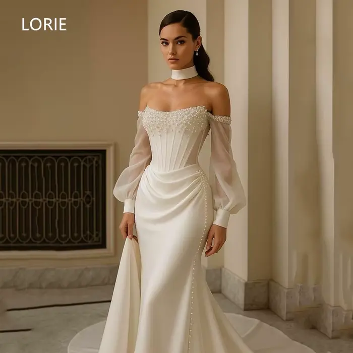 Robe de Mariée Chérie LORIE en Organza A-Ligne avec Dentelle Vintage pour Occasions de Mariage Spéciales