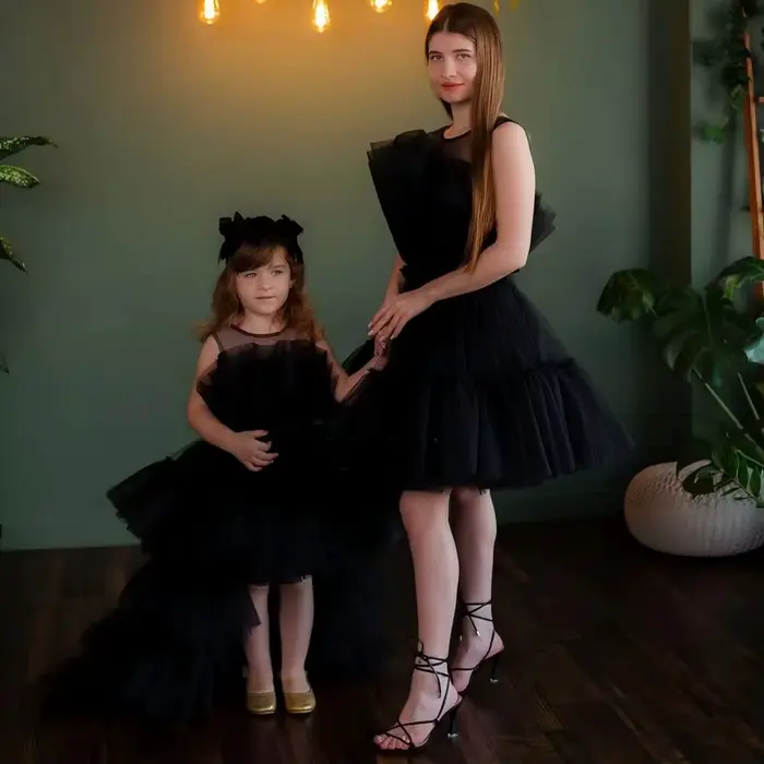 Robes Tutu Noires Haute Couture pour Mère et Fille