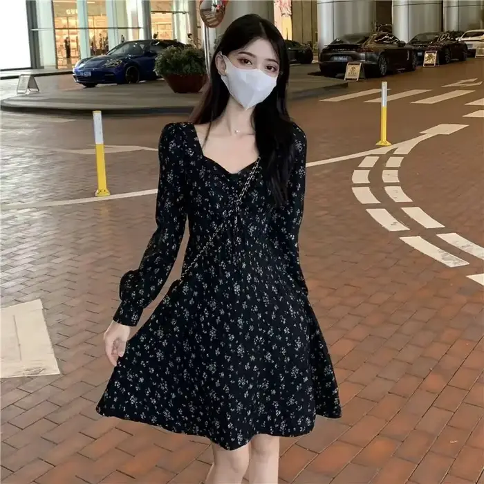 Robe à imprimé Floral pour femmes, manches longues, Design Sensation, jupe courte élégante, petite t