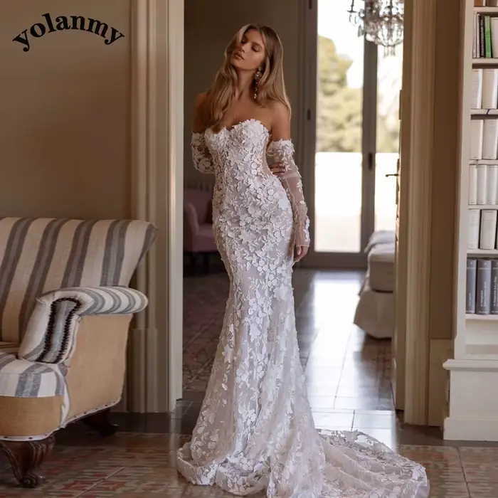 YOLANMY bohème chérie robes De mariée pour les femmes détachable Train sirène robe De mariée robes D