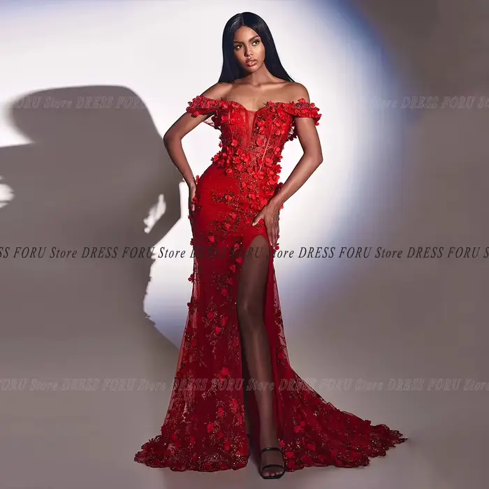 Robe de soirée élégante en dentelle personnalisable pour femmes, occassions spéciales, mariage, gala, sans manches, sirène, traîne de balayage