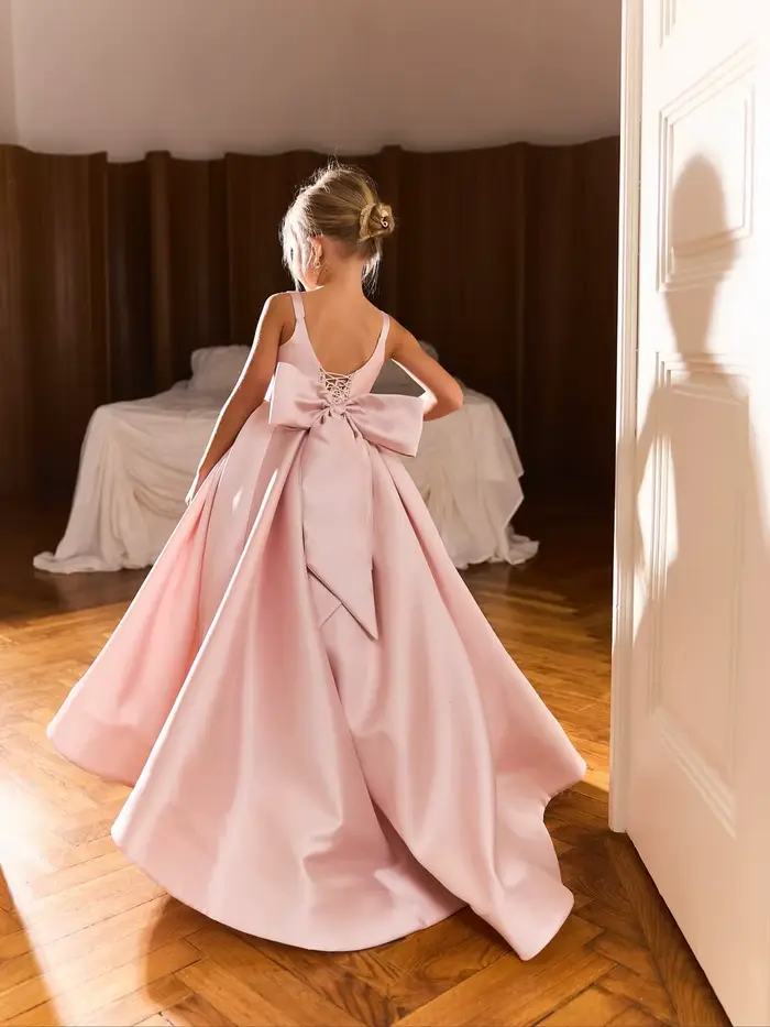 Robe de demoiselle d'honneur rose Blush, en Satin, pour mariage, robe de fête d'anniversaire pour ad