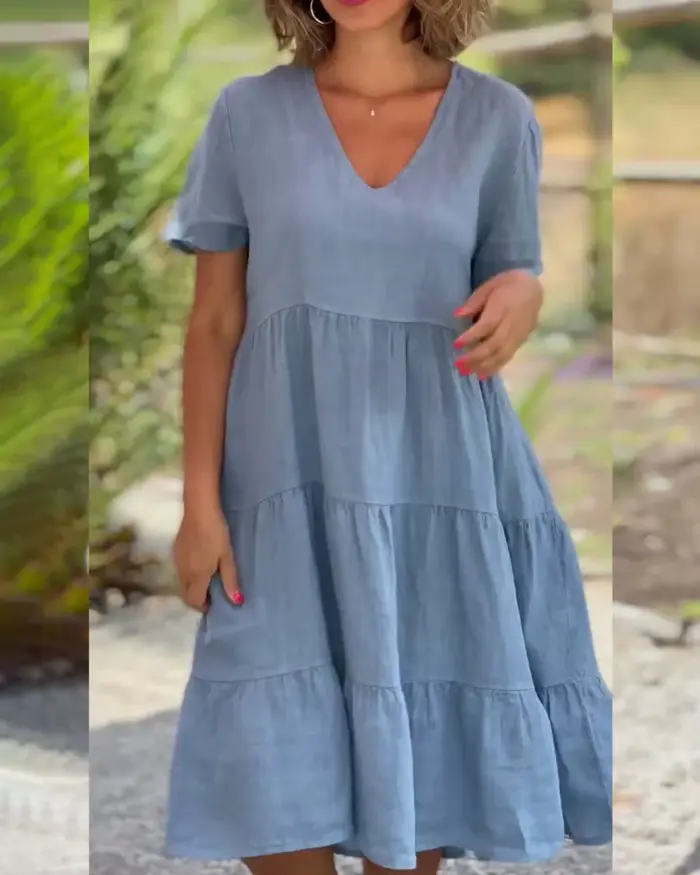Robes décontractées en coton et lin pour femmes
