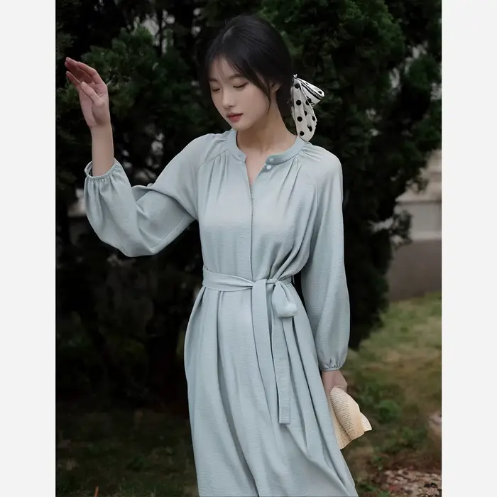 Robe Décontractée Chic VIMLY pour Femme, Collection Printemps 2026, avec Ceinture à Nouer, Manches L