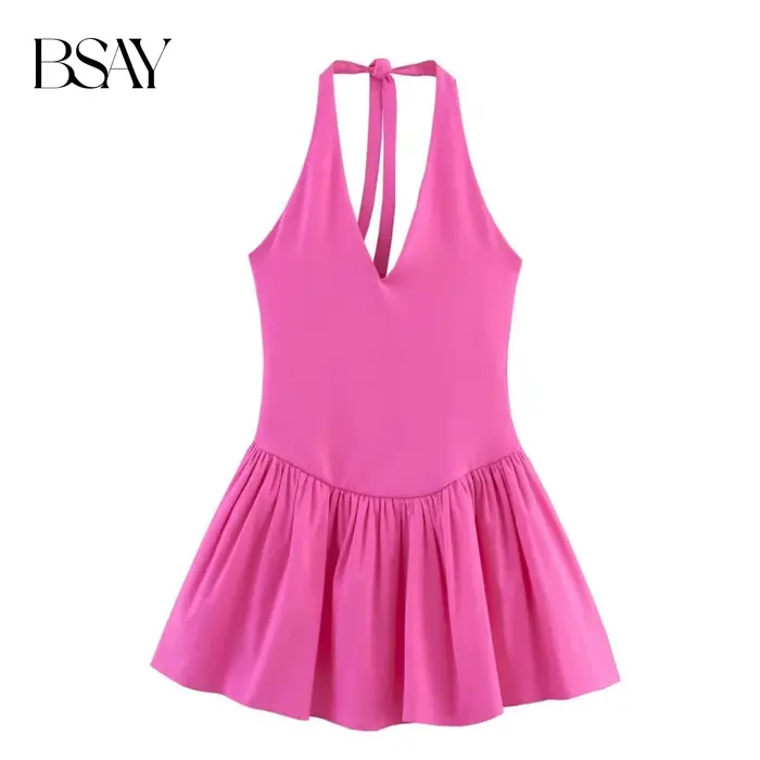 Robe sans manches en polyester BSAY col en V pour femmes style bureau chic vêtements de soirée occasions spéciales