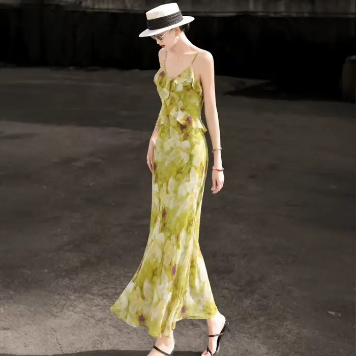 MEXCOCO 2026 Nouvelle Robe d'été élégante en mousseline de soie style français pour femme