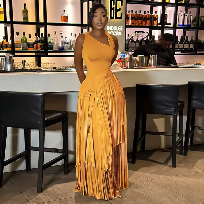 Nouvelle Robe Africaine Sexy à Franges pour Femme
