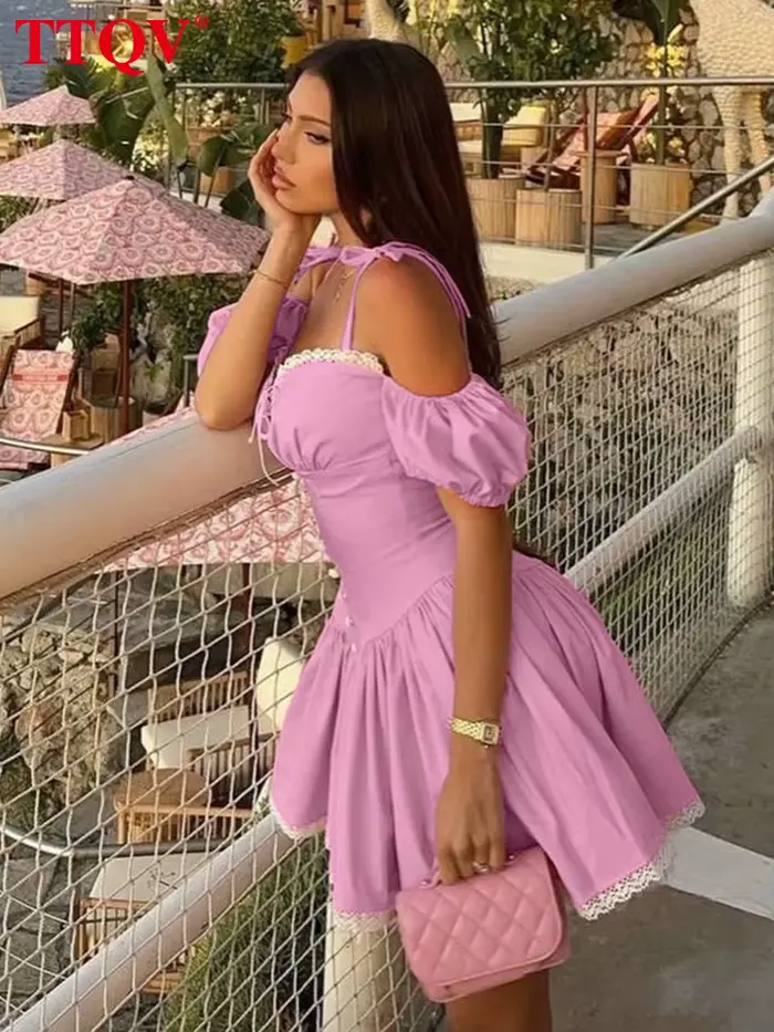 Robe Courte Plissée Classique et Élégante pour Femme TTQV