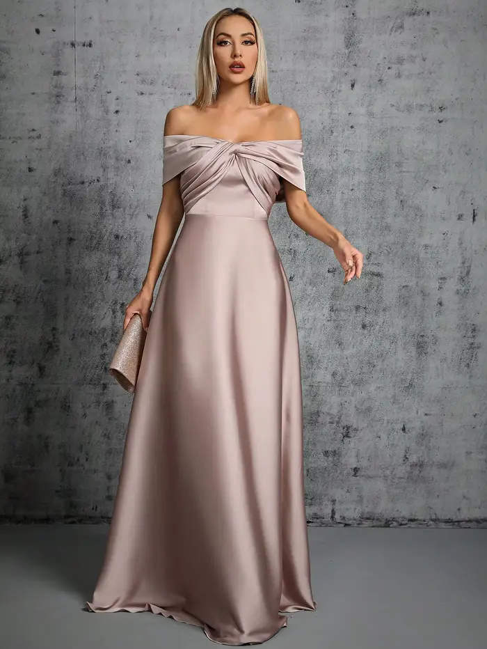Mgiacy ligne cou irrégulière croix plissée robe en satin robe de bal robe de soirée robe de demoisel