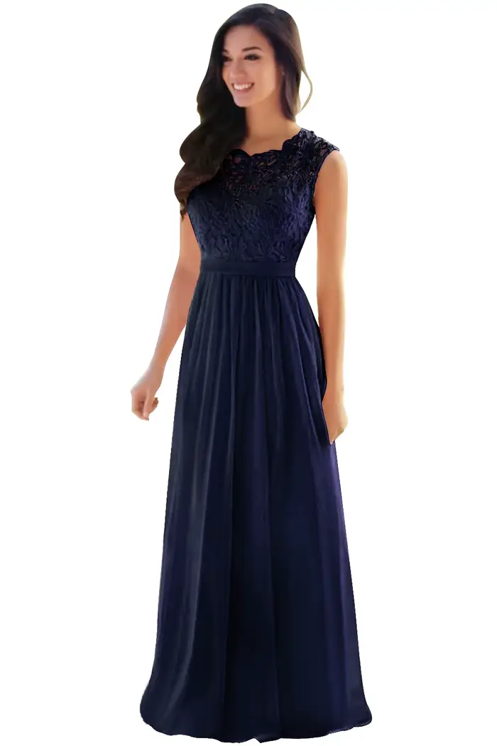 Robe de Demoiselle d'Honneur en Dentelle Rose