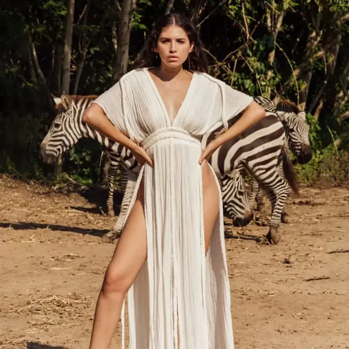 Robe de vacances style bohémien vert pour femmes