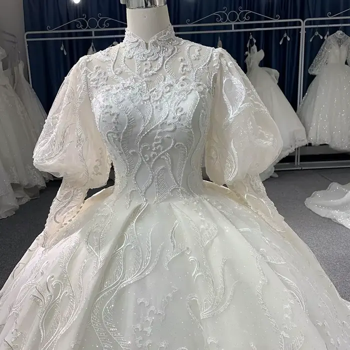 Mn-Robe de Mariée Longue en Organza