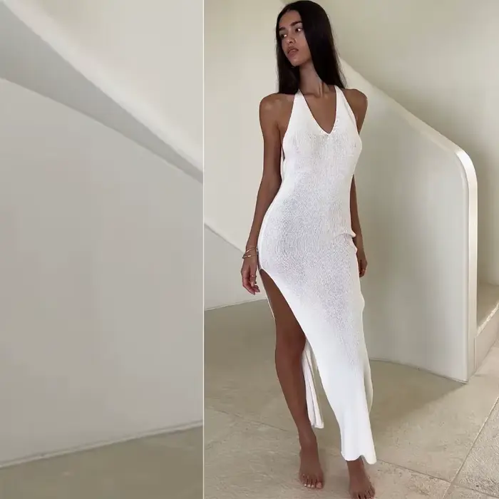 Robe de plage d'été, fente haute