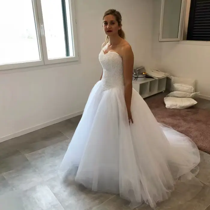 Robe de mariage Sweetheart en polyester avec décolleté "MON AMOUR" pour femmes - coupe sirène, sans manches, idéale pour bal, photos de voyage et événements spéciaux