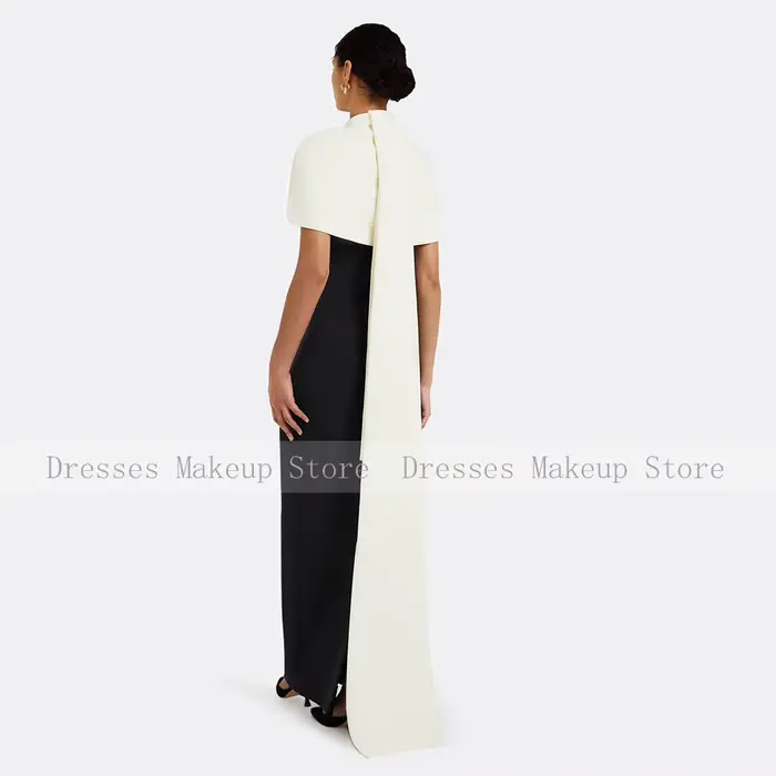 Robe de soirée personnalisée Cape Beige col rond longueur de plancher colonne robes
