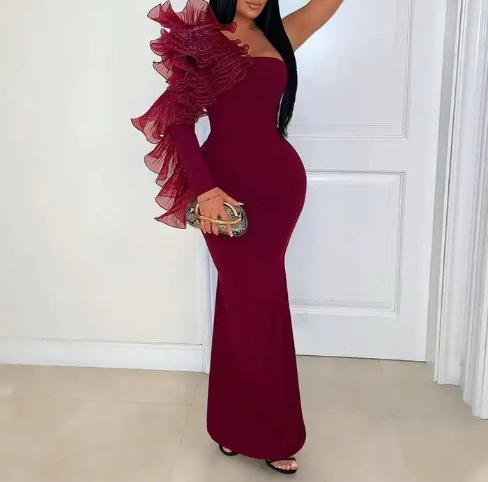 Robe longue asymétrique pour femme