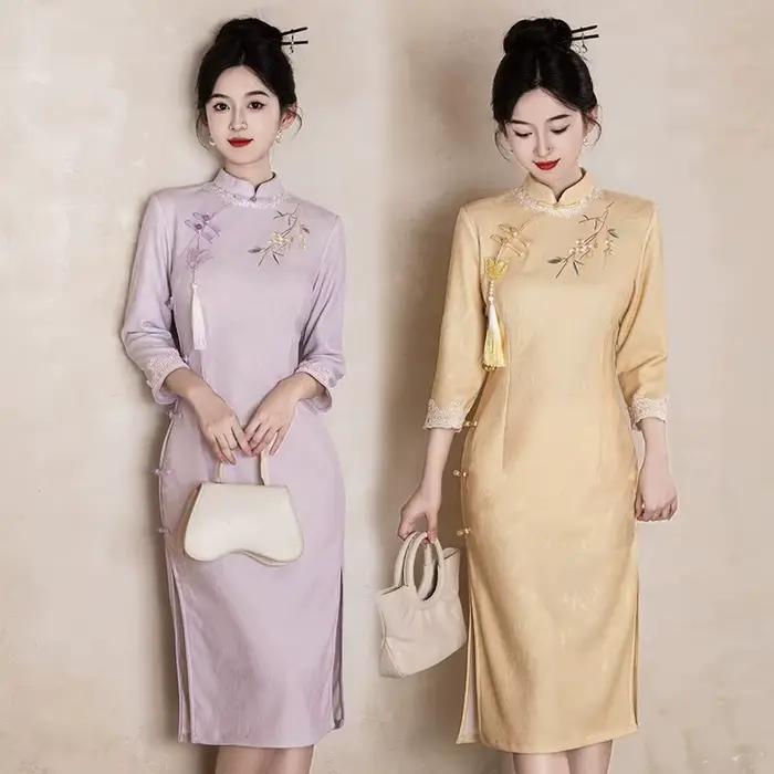 Qipao – robe traditionnelle chinoise à col Mandarin