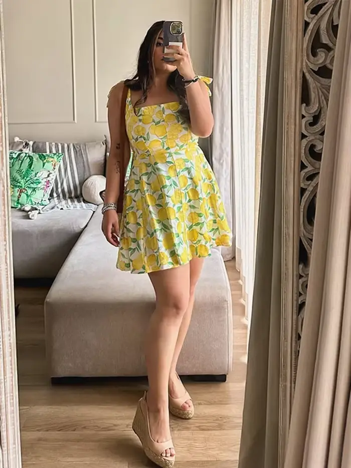Mini robe d'été à imprimé citron pour femmes
