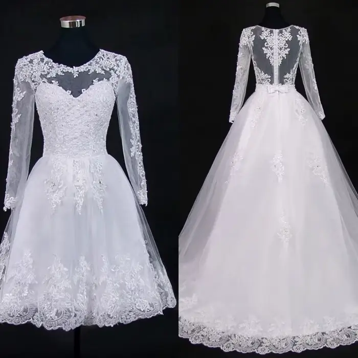 Robe de mariée française en dentelle brodée avec train de balayage/brosse pour femmes, élégante et sexy pour les cérémonies de mariage et autres occasions spéciales