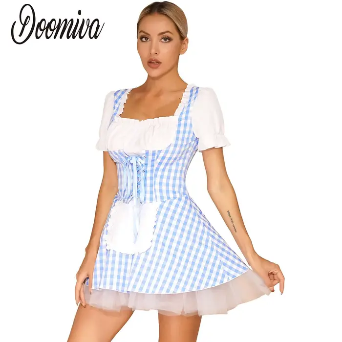 Robe vichy bleue pour femmes
