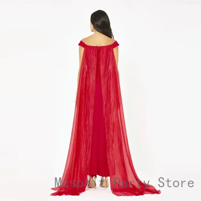 Robe de Soirée Personnalisée Drapée avec Nœud à la Taille et Cape pour Femme Occasions Spéciales Élégante et Luxeuxe Soirée Officielle Mariages Galas Célébrités