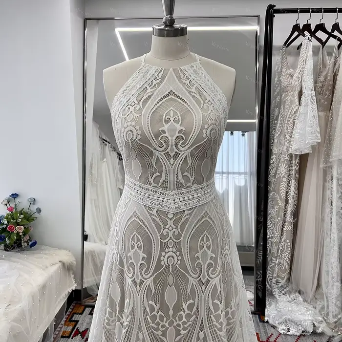 Mryarce dentelle une ligne licou robes de mariée avec des glands