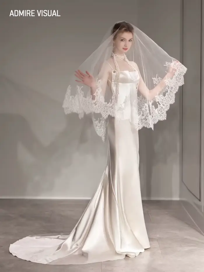 Robe de Mariée Sirène en Satin, Dos aux, Bretelles Spaghetti, Sur Mesure, Éducative, Nouvelle Collec