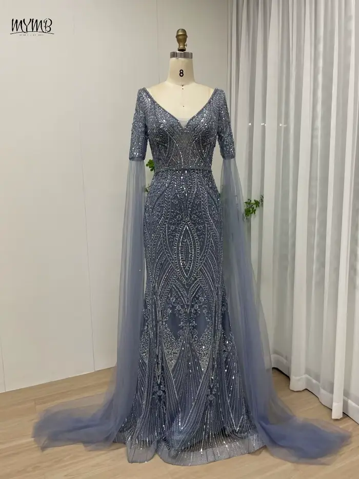 MYMB – robe de soirée sirène bleue pour femmes