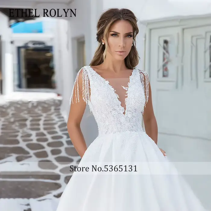 ETHEL ROCircN-Robes de mariée A-ligne avec appliques de perles