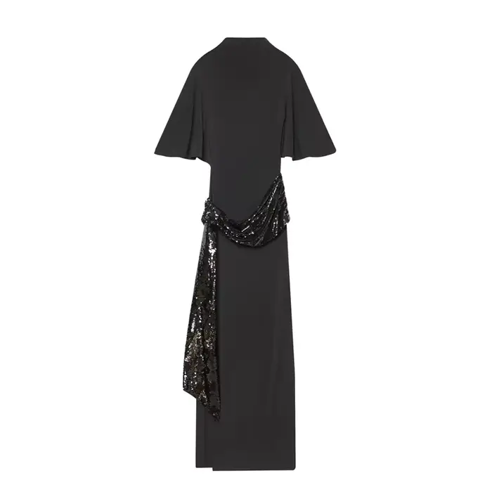 Robe Maxi en Patchwork de paillettes pour femmes, dos nu, élégante, manches larges, longue, nouvelle