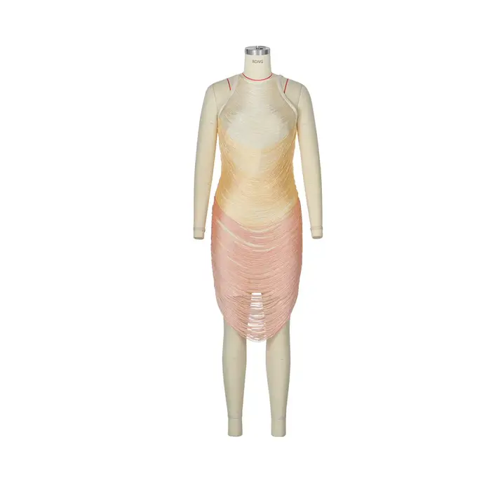 Robe de soirée élégante SIMLY TARA sans manches pour femmes avec dégradé et col rond pour soirées, cocktails et mariages