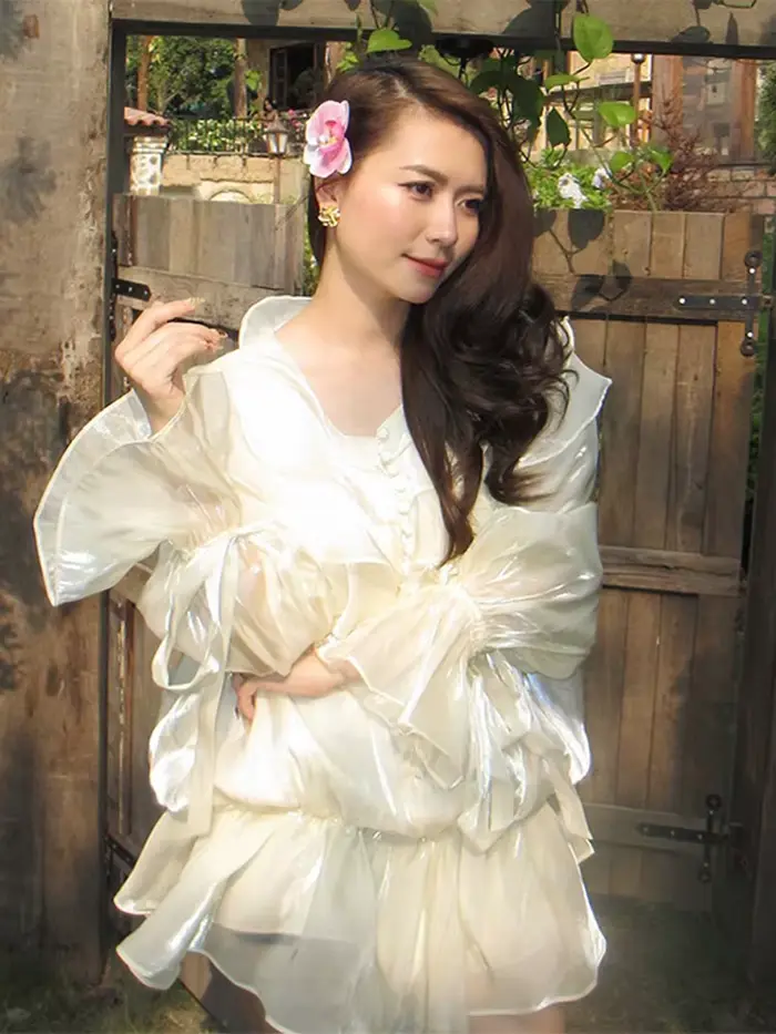 Robe courte à volants en cascade pour femmes