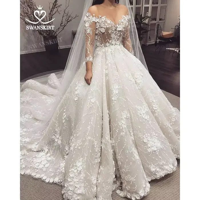 Robe De mariée De luxe à manches longues