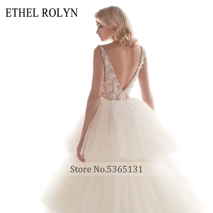 Robe De mariée trapèze en Tulle à volants