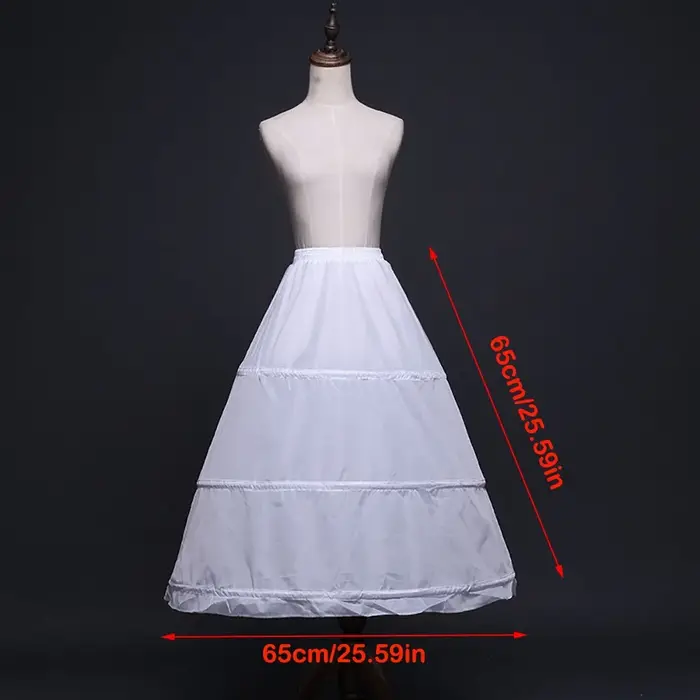 Nouvelle Mode Jupon Blanc à 3 Cerceaux, Jupons de Robe de Bal, Longue Jupe de Base, Crinoline, Accessoires pour Robes à Fleurs