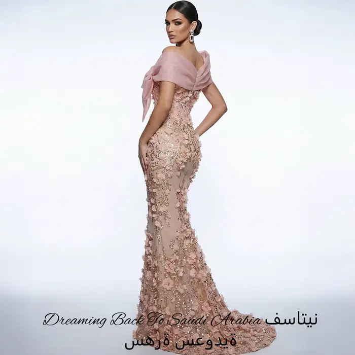 Robe de soirée sirène élégante en tulle ornée de fleurs pailletées pour bal de promotion, mariage et soirées de gala