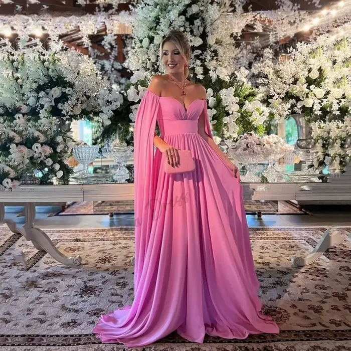 Lena-Robe de mariée châle en mousseline de soie