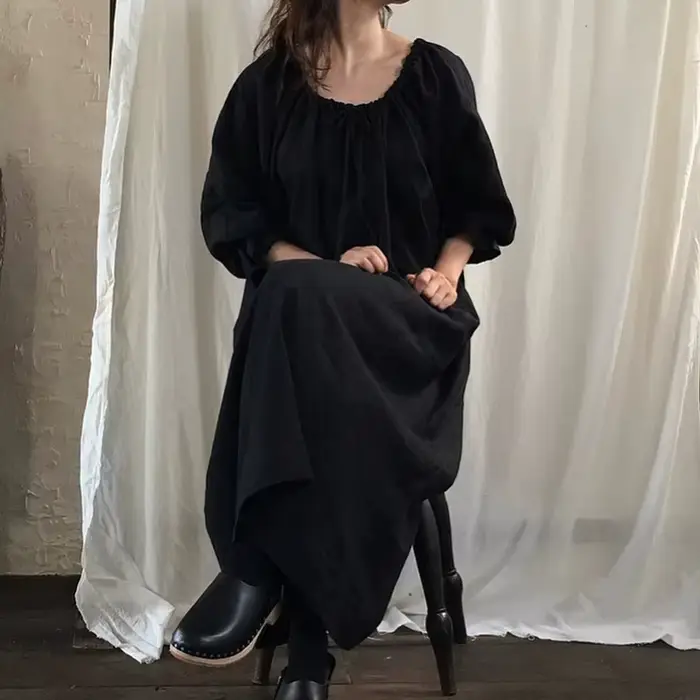 Robe Mori originale vintage en coton et lin pour femmes