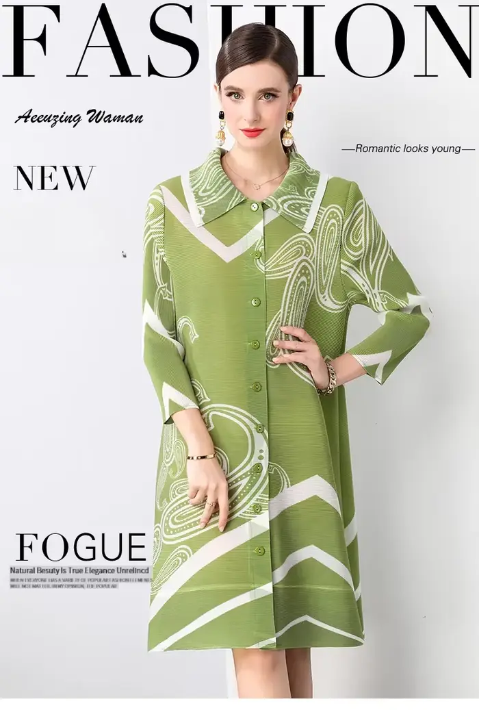 Robe plissée Miyake en mousseline polyester, coupe ample, manches longues, idéale pour femmes, automne-printemps, élégante et confortable pour diverses occasions spéciales