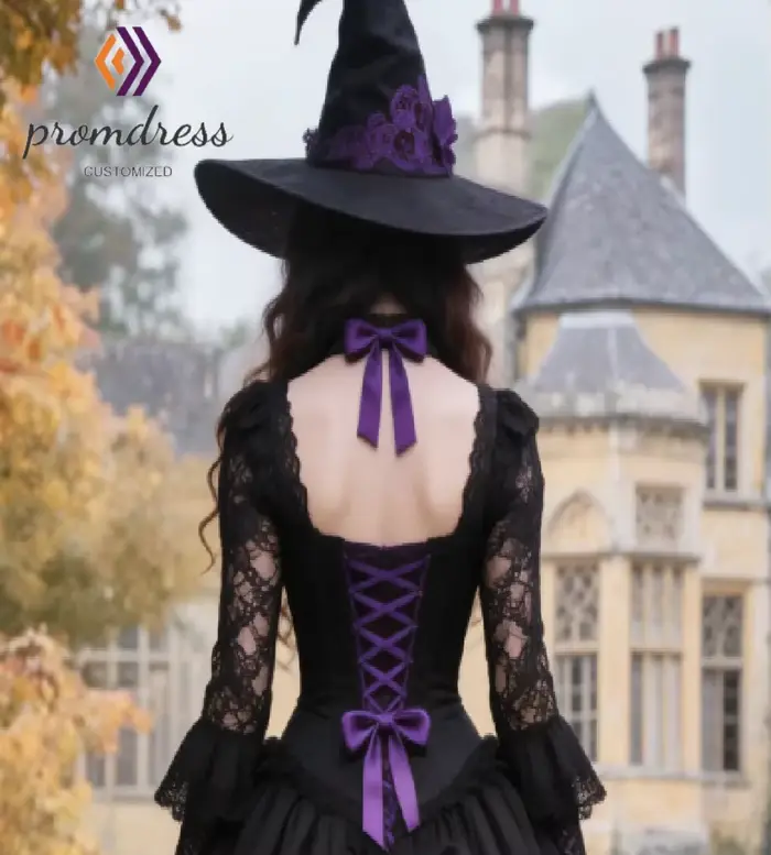 Robe de mariée gothique violette et noire 2026