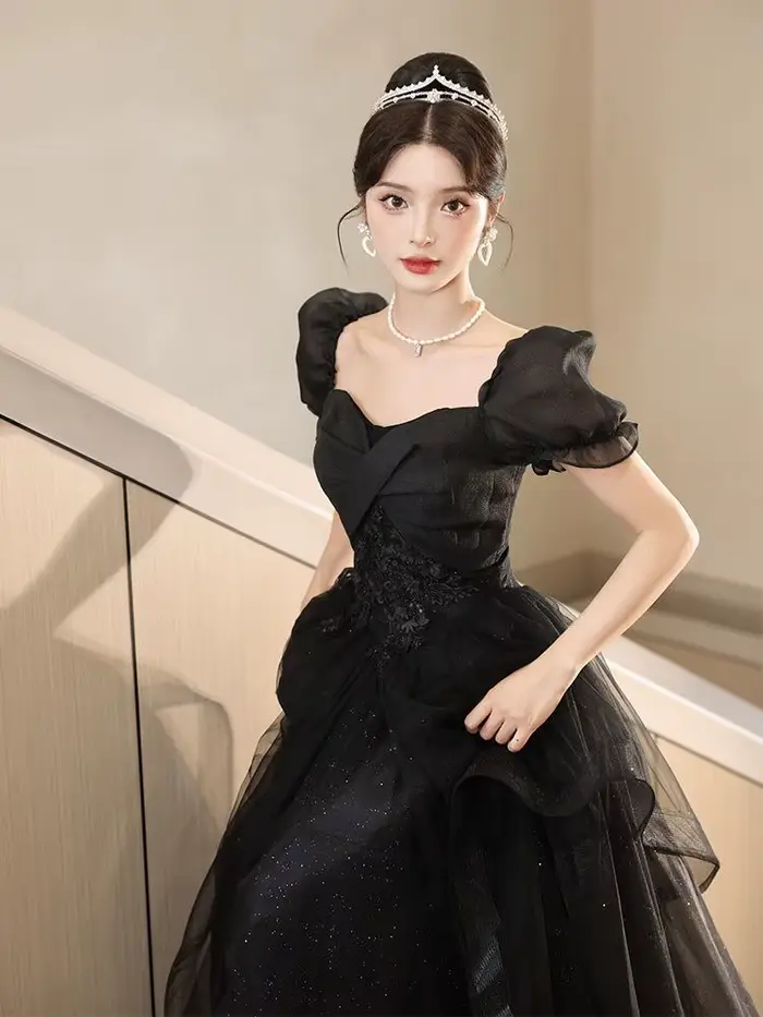 Robe de Soirée Longue Noire pour Femme