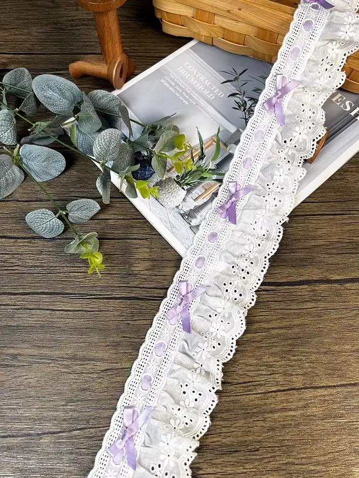 Robe de mariée plissée en dentelle tissée avec nœud, jupe à ourlet, col rideau, poupée Lolita, acces