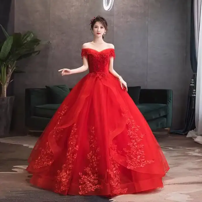 Robe de bal princesse romantique rouge