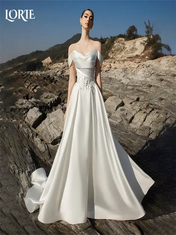 LORIE épaules dénudées robes de mariée 3D fleur chérie robe
