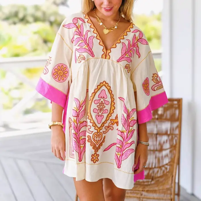 Robe Boho Élégante en Polyester Souple, Style Décontracté, Polyvalente pour Toutes les Occasions, Idéale pour Plage, Ville et Cérémonies Spéciales