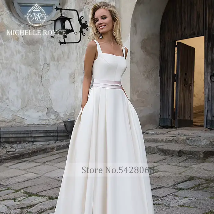Michelle Royce-Robe de mariée en satin A-ligne