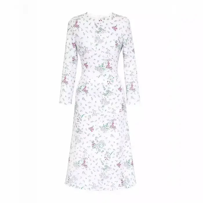 Robe longue élégante à la française imprimée floral pour femmes taille amincissante manches régulières été occasions spéciales