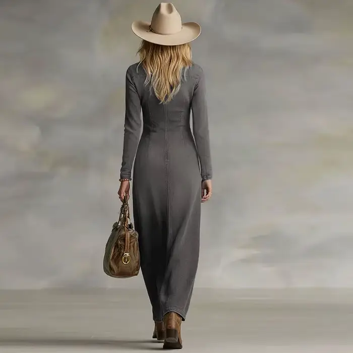Robe longue en jean tendance pour femme